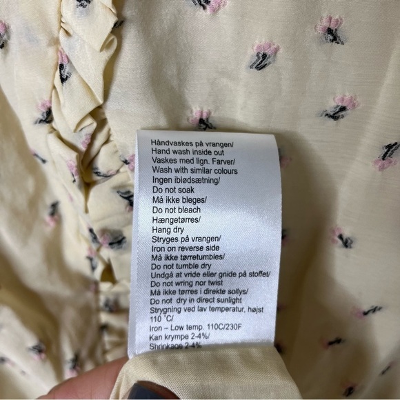 Munthe Curtis Floral Midi Dress Cream Size 38 Back Cutout Ruffle Trim - Picture 13 of 13